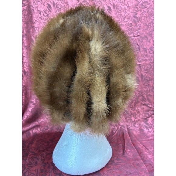 VTG 50s Norman Durand Brown Mink Cap Hat Original Luxe Soft Elastic Band #a main image 7